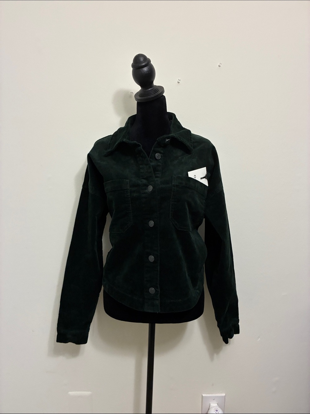 Oat New York Dark Green Corduroy Button-Up Jacket.